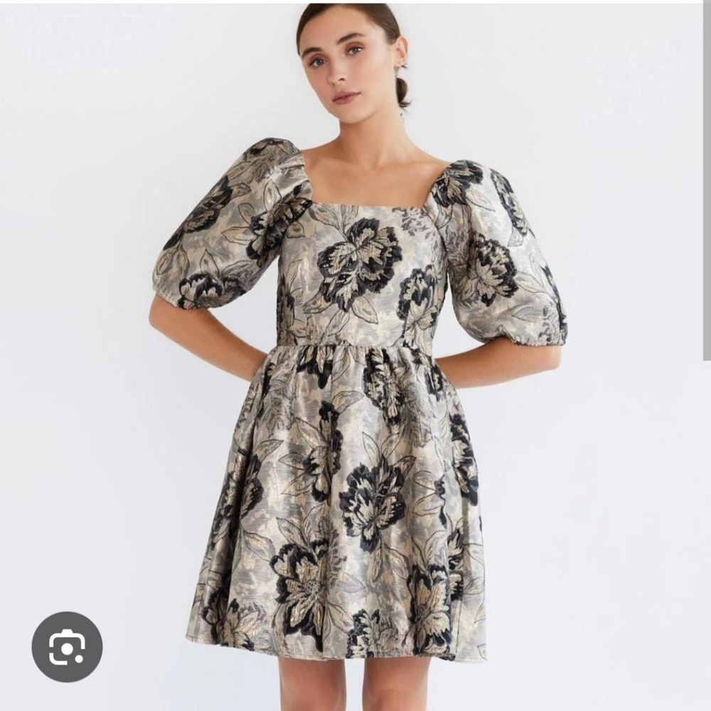 Mille Nina Dress in Black Brocade